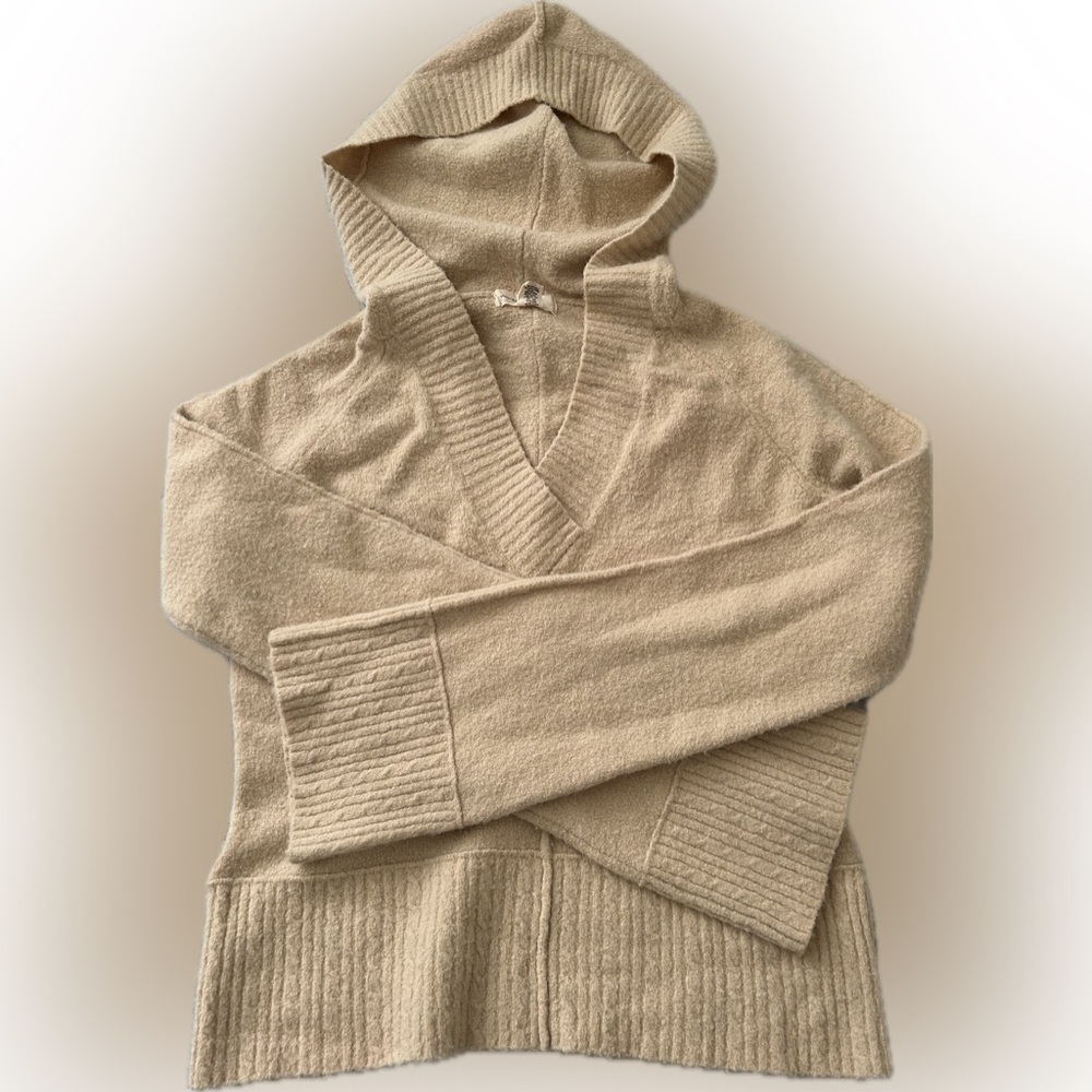 Anthropologie Tan Hooded Crop Top